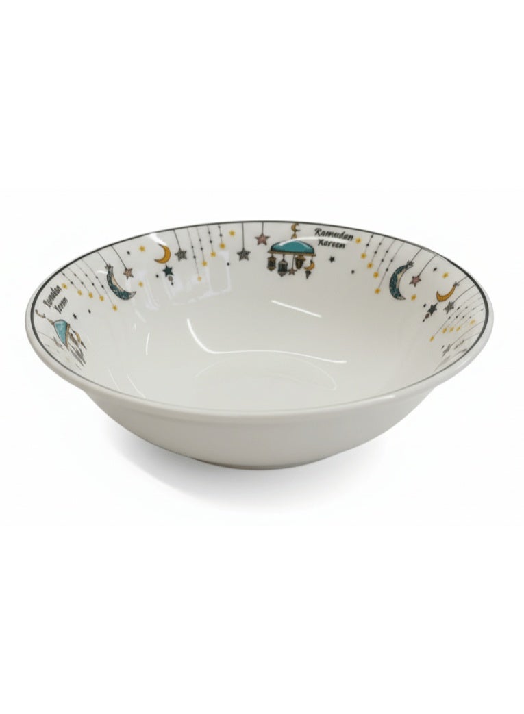 Akdc Ramadan Collection White Ceramic Serving Bowl Â€“ Ideal For Dates & Snacks, 15 Ã— 5Cm - Image 1
